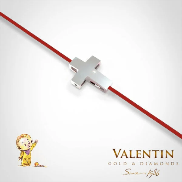 Children's Gold Bracelet with Red Thread 8154 – white gold