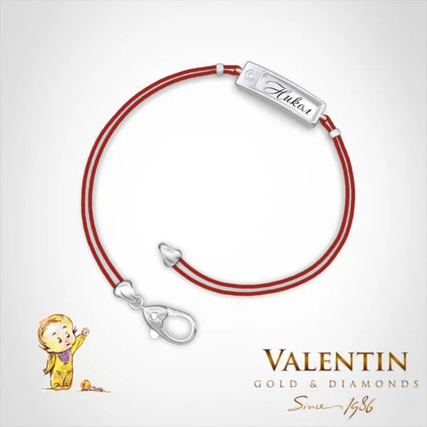 Children's Gold Bracelet with Red Thread 8283 – white gold