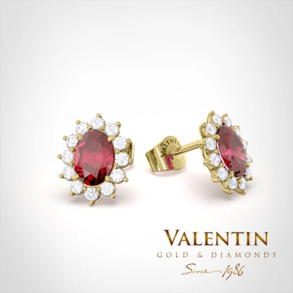 Златни обеци Rosette Ruby 7×5 7623 – жълто злато