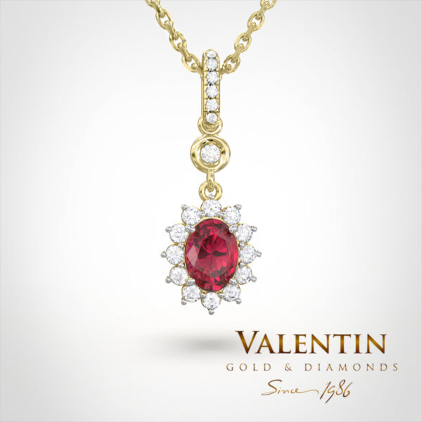 Златен медальон Rosette Ruby 6×4 6871 – жълто злато