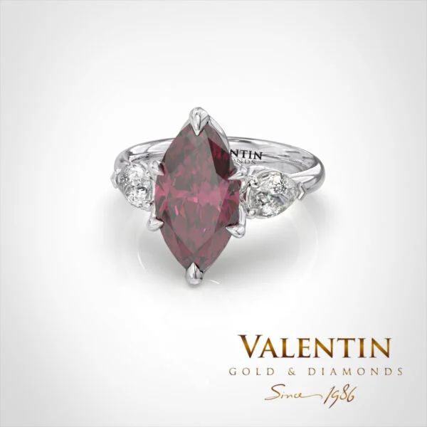 Златен пръстен Marquise Rubellite 4758