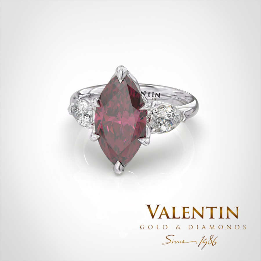 Златен пръстен Marquise Rubellite 4758