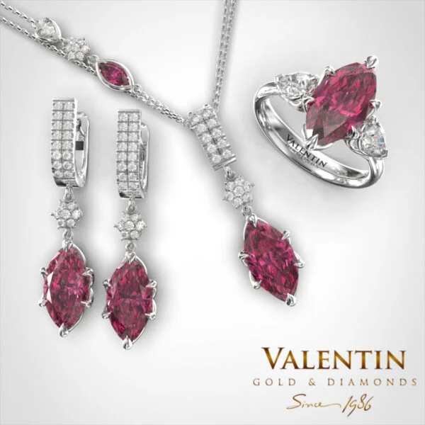 Gold medallion Marquise Rubellite 6935