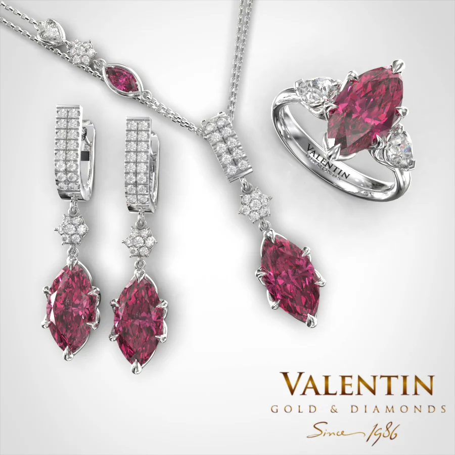 Gold medallion Marquise Rubellite 6935
