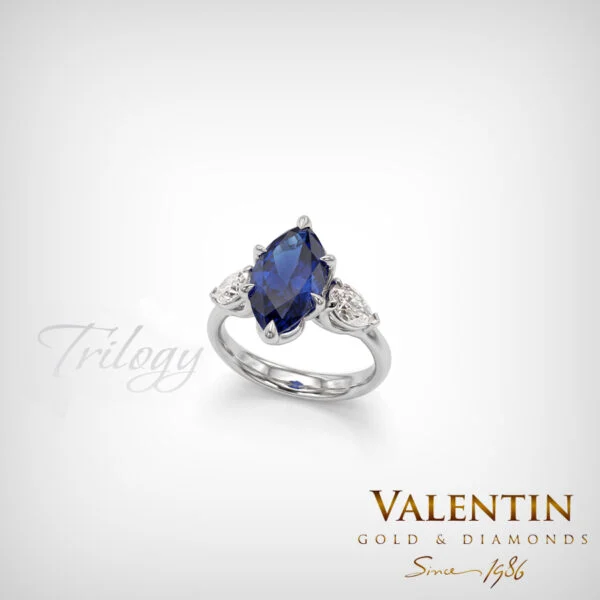 Златен пръстен Marquise Sapphire 4758 - Image 1