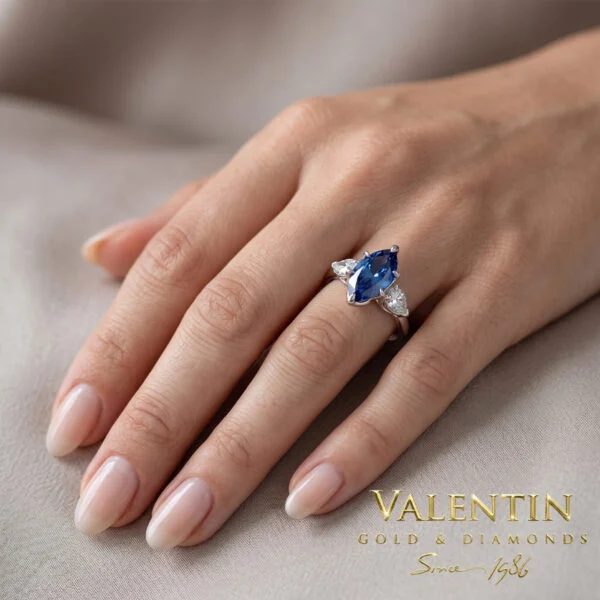 Златен пръстен Marquise Sapphire 4758 - Image 2
