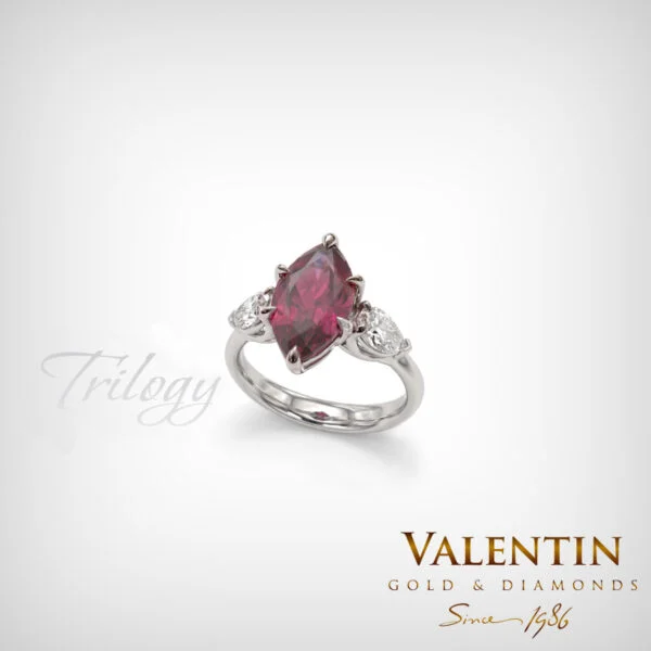 Златен пръстен Marquise Rubellite 4758 - Image 1