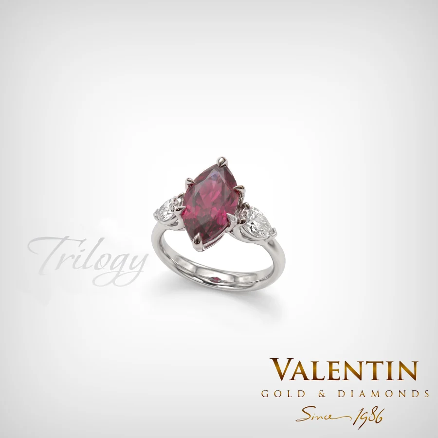 Златен пръстен Marquise Rubellite 4758