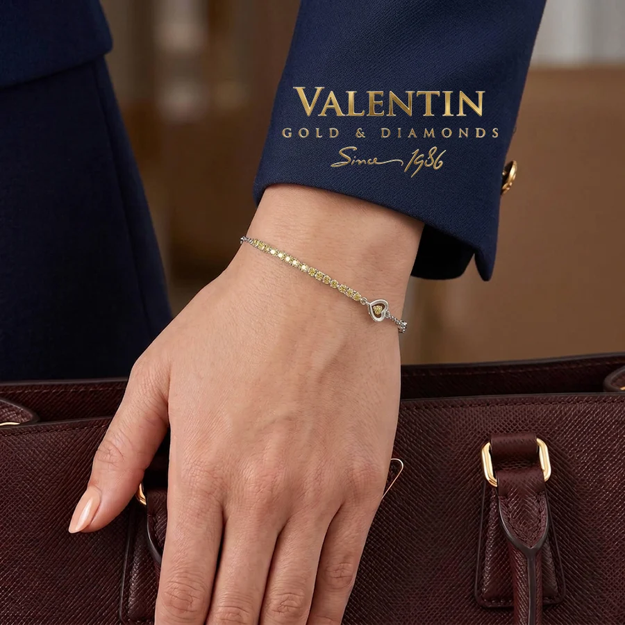 Women's Gold Bracelet with Coloured Diamonds 8335 – white gold