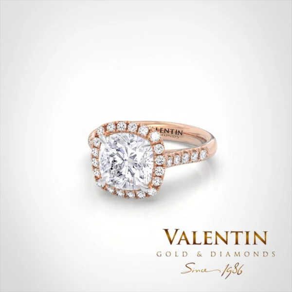 Lab Diamond Cushion Engagement Ring 4772 – rose gold