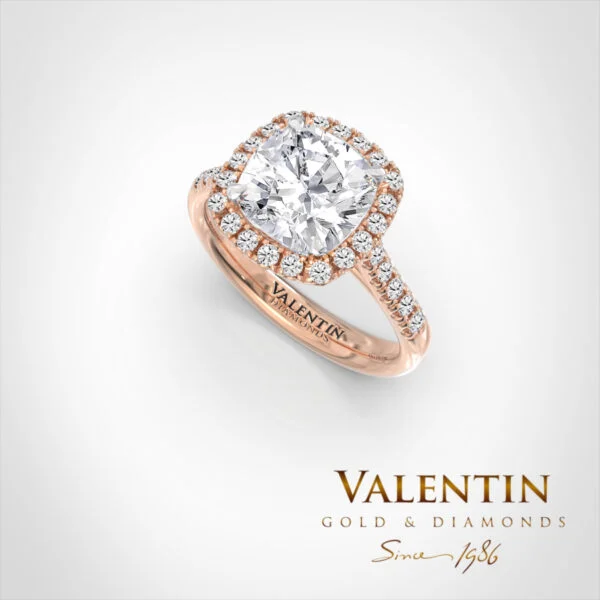 Lab Diamond Cushion Engagement Ring 4772 – rose gold