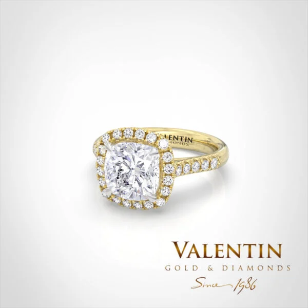 Lab Diamond Cushion Engagement Ring 4772 – yellow gold