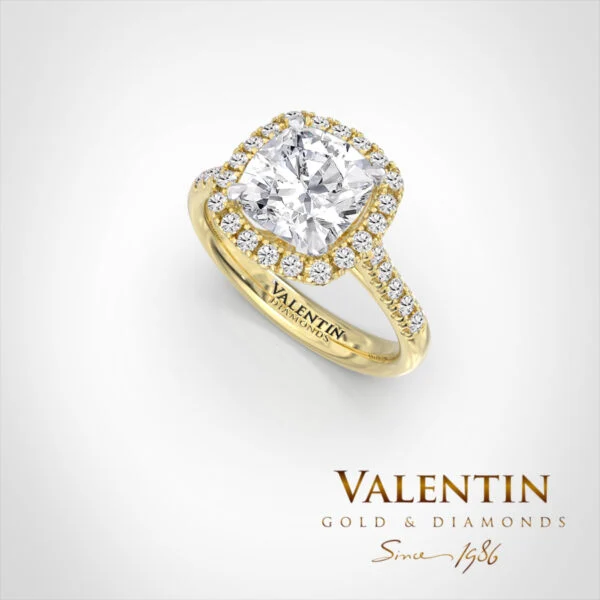 Lab Diamond Cushion Engagement Ring 4772 – yellow gold