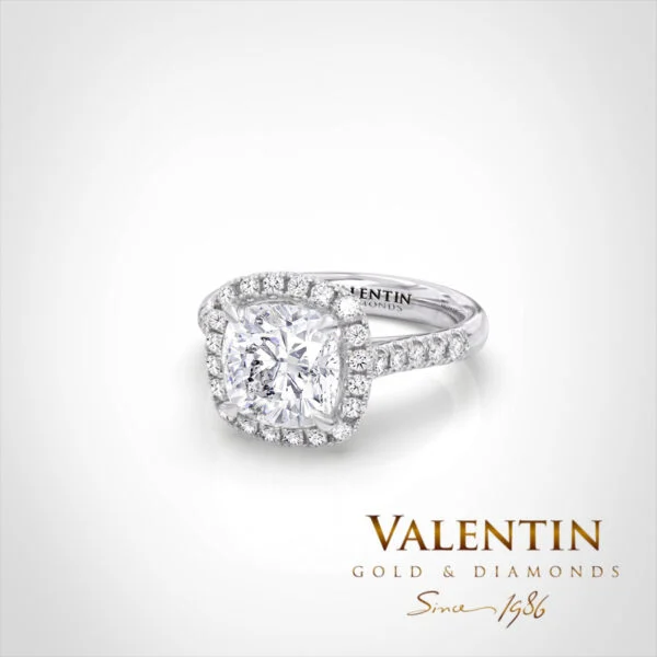 Lab Diamond Cushion Engagement Ring 4772 – white gold