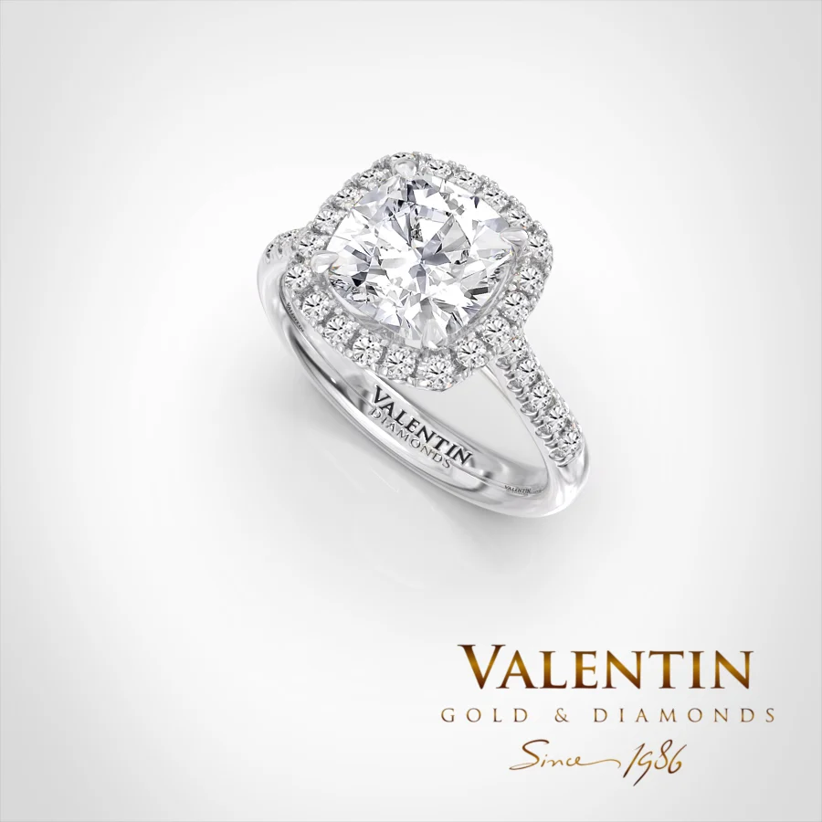 Lab Diamond Cushion Engagement Ring 4772 – white gold
