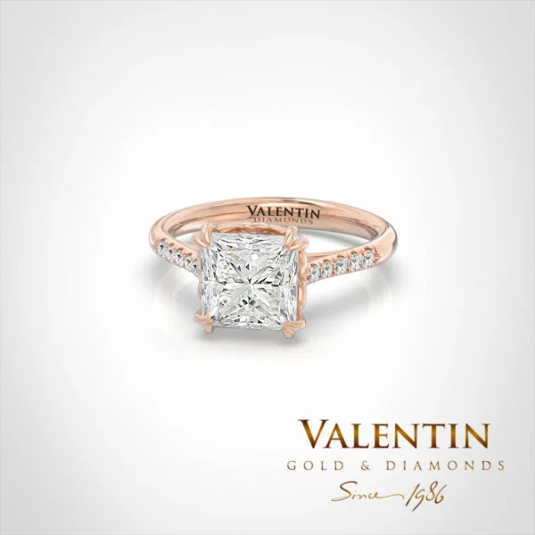 Princess Lab Engagement Ring 4773 – rose gold
