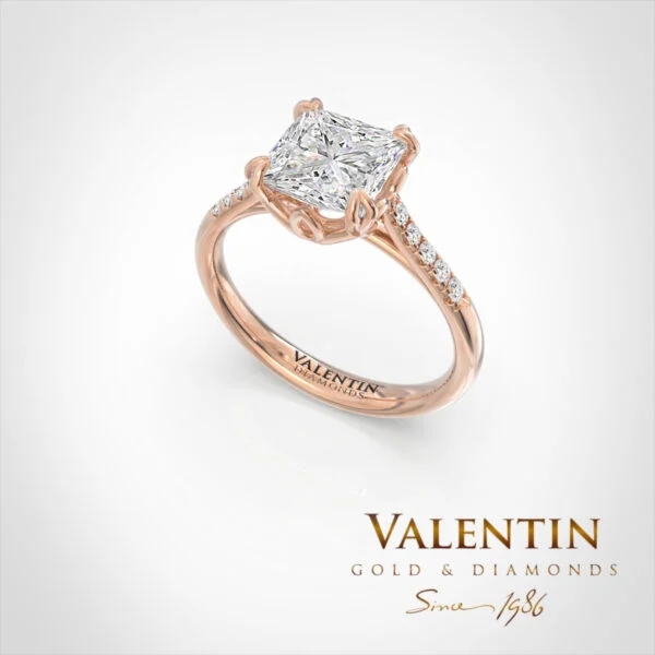 Princess Lab Engagement Ring 4773 – rose gold