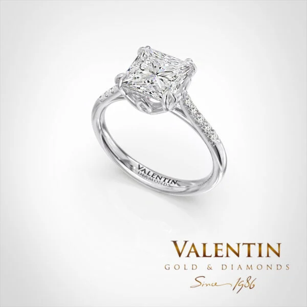 Princess Lab Engagement Ring 4773 – white gold