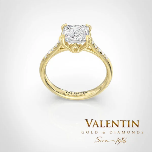 Princess Lab Engagement Ring 4773 – yellow gold