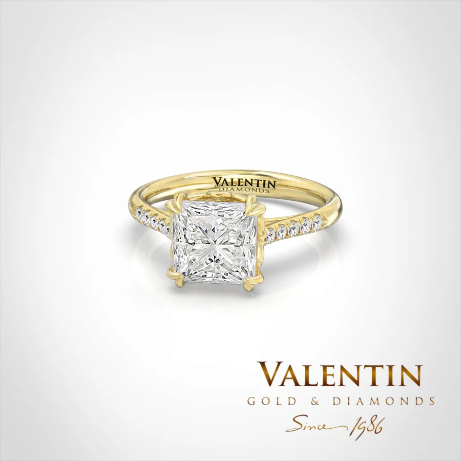 Princess Lab Engagement Ring 4773 – yellow gold