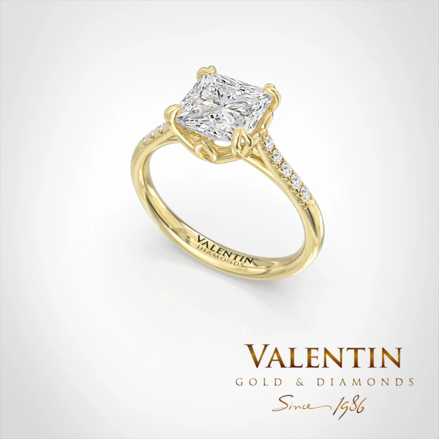 Princess Lab Engagement Ring 4773 – yellow gold