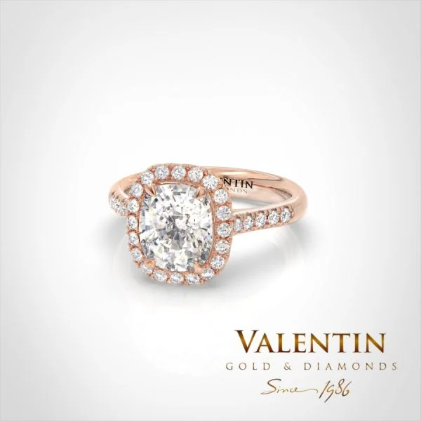 Lab Diamond Cushion Engagement Ring 4772 – rose gold