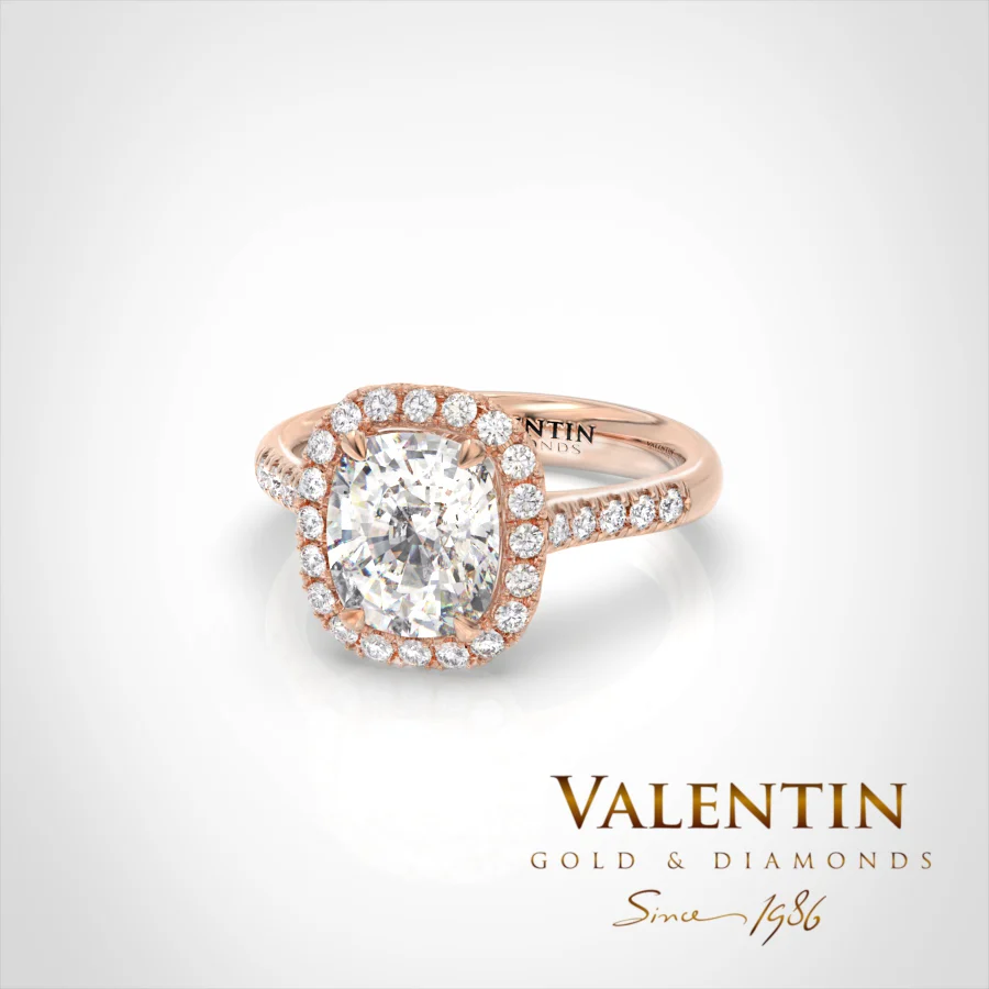 Lab Diamond Cushion Engagement Ring 4772 – rose gold