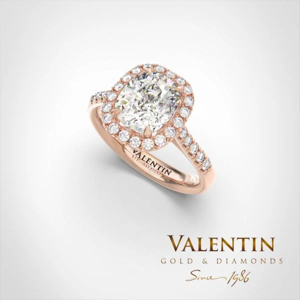 Lab Diamond Cushion Engagement Ring 4772 – rose gold