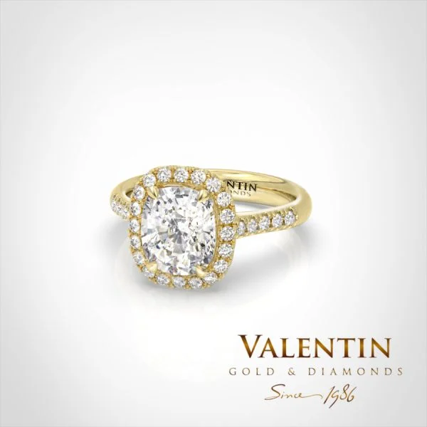 Lab Diamond Cushion Engagement Ring 4772 – yellow gold