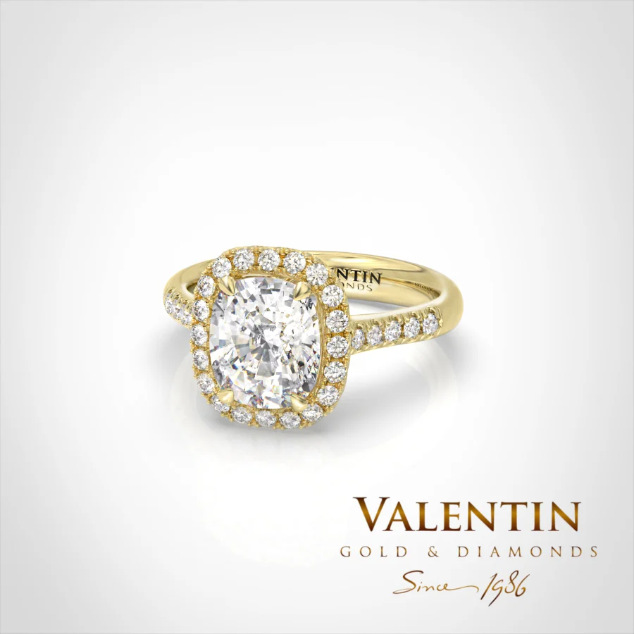 Lab Diamond Cushion Engagement Ring 4772 – yellow gold