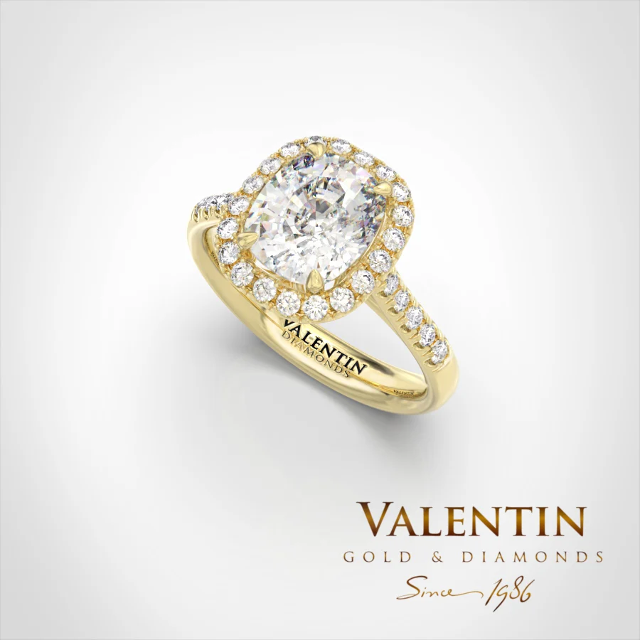 Lab Diamond Cushion Engagement Ring 4772 – yellow gold