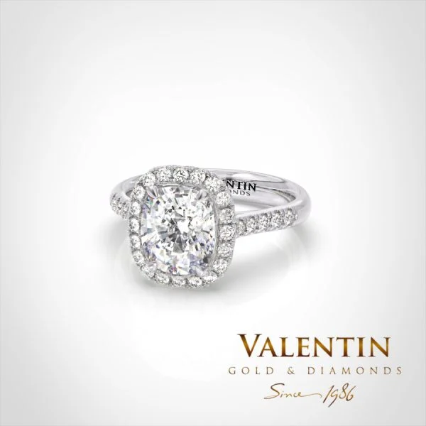 Lab Diamond Cushion Engagement Ring 4772 – white gold