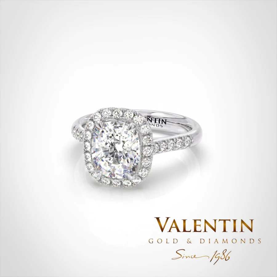 Lab Diamond Cushion Engagement Ring 4772 – white gold