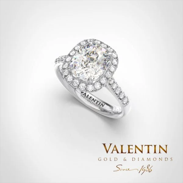 Lab Diamond Cushion Engagement Ring 4772 – white gold