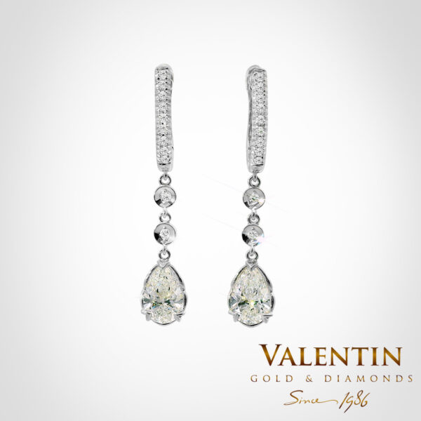 Златни обеци Pear with Diamonds 7630-2-2 – бяло злато