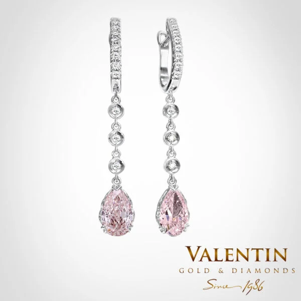 Златни обеци Pear with Diamonds FVP 7630-2 – бяло злато