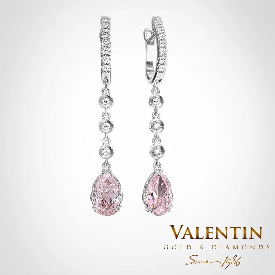 Златни обеци Pear with Diamonds FVP 7630-2 – бяло злато