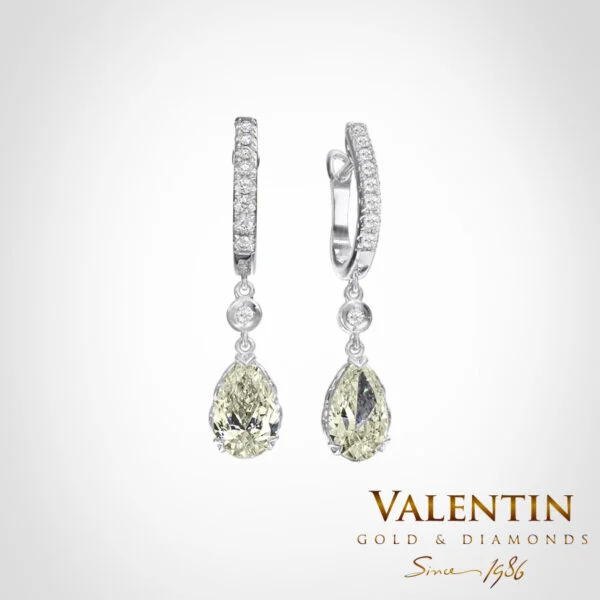 Pear with Diamonds Gold Earrings 7630-1 – white gold