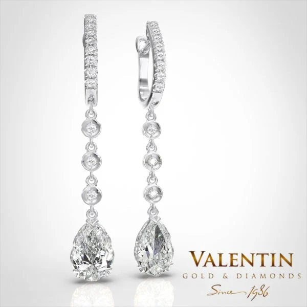 Златен пръстен Pear Diamond 4760 – бяло злато