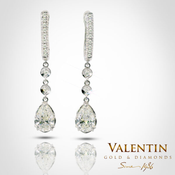 Златни обеци Pear with Diamonds 7630-2-2 – бяло злато