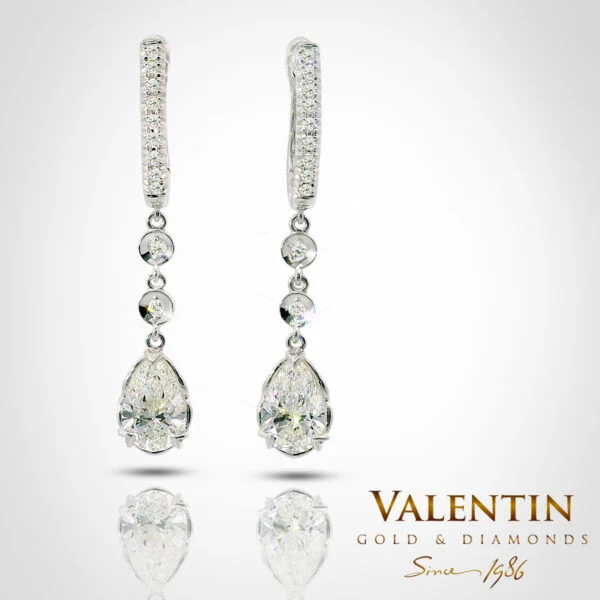 Pear with Diamonds Gold Earrings 7630-2-2 – white gold