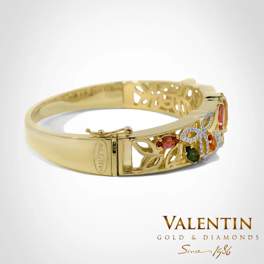 Marquise Tourmaline Women's Gold Bangle 8057 – yellow gold
