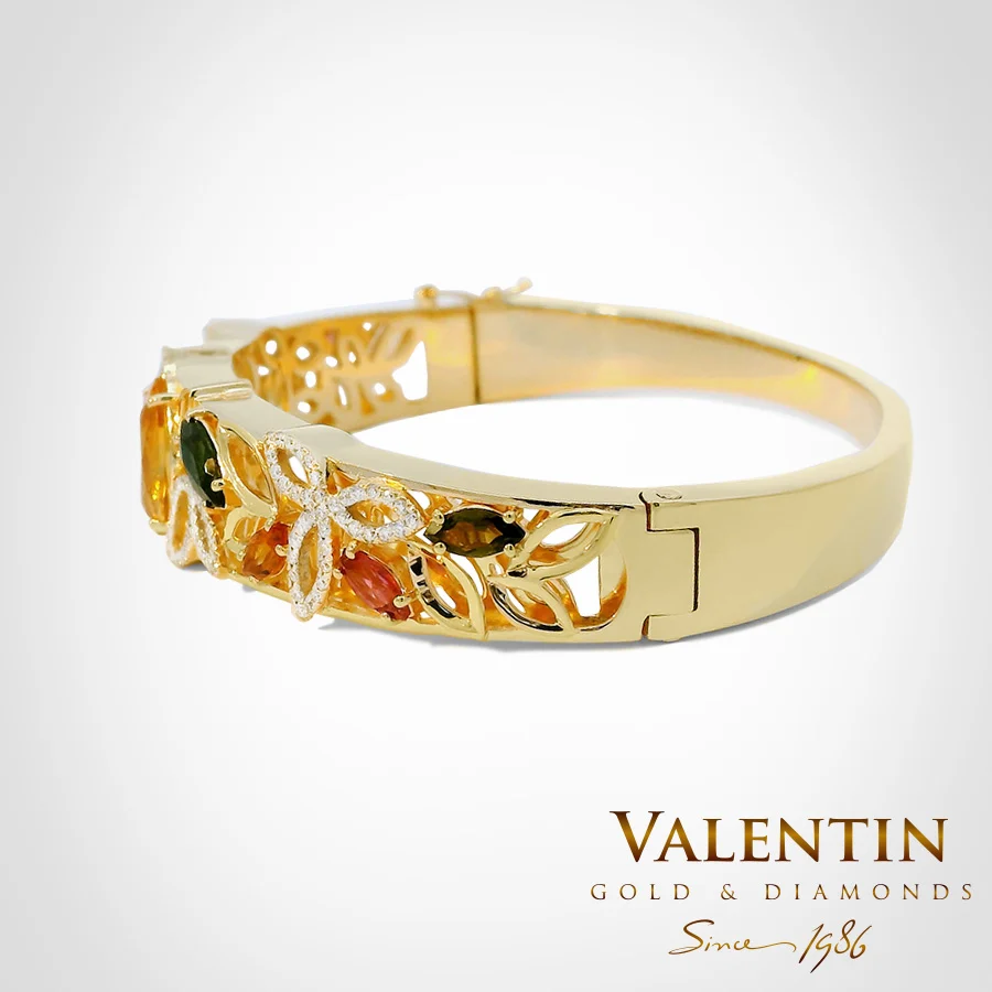 Marquise Tourmaline Women's Gold Bangle 8057 – yellow gold