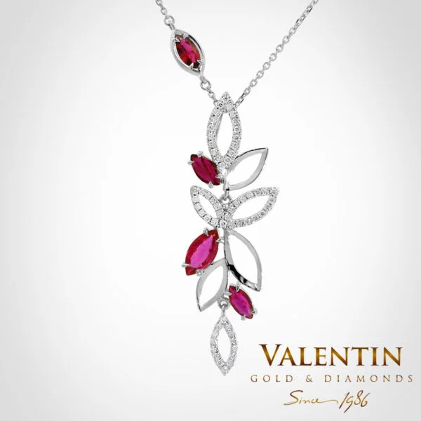 Marquise Ruby Gold Pendant 6796 – white gold