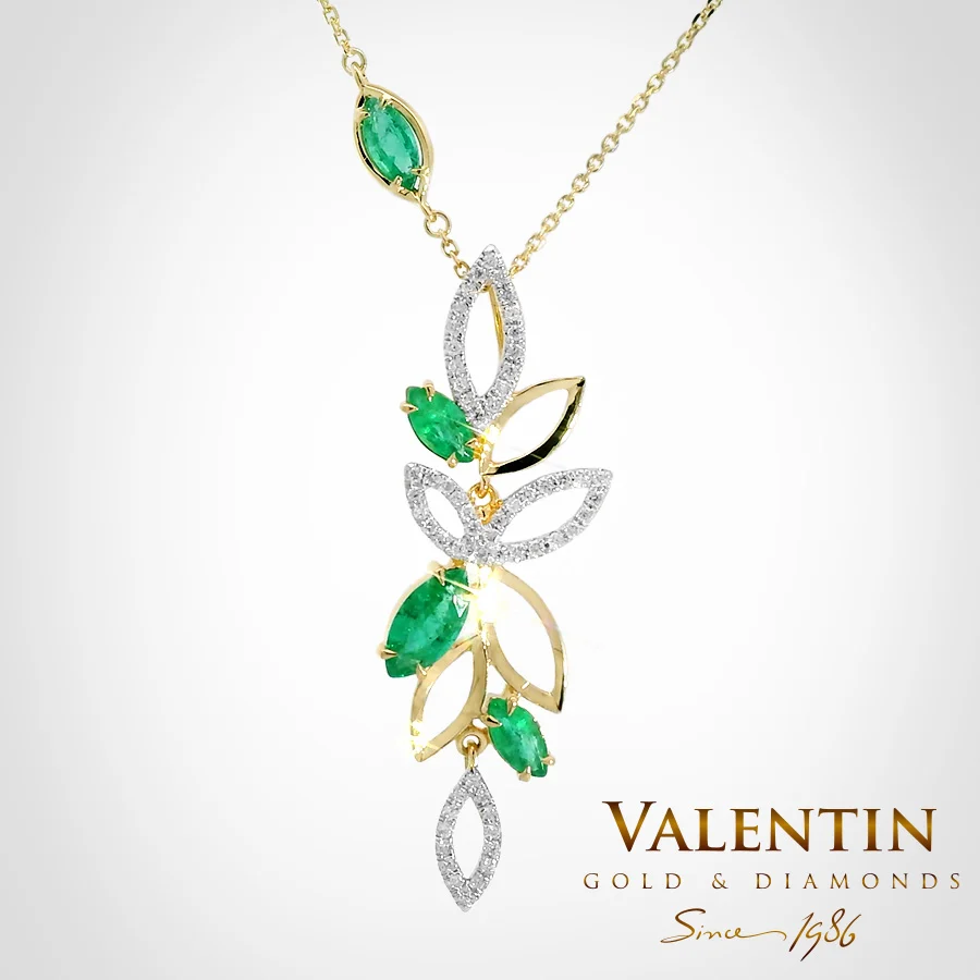 Златен медальон Marquise Emerald 6796 – жълто злато
