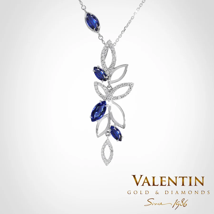 Marquise Sapphire Gold Pendant 6796 – white gold