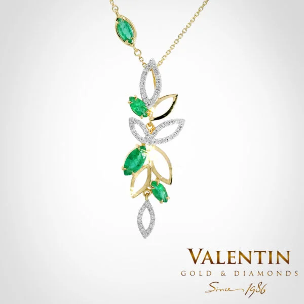 Златен медальон Marquise Emerald 6796 – жълто злато