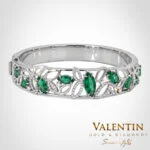 Дамска златна твърда гривна Marquise Emerald 8057 5