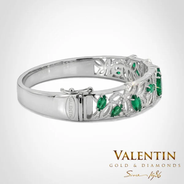Дамска златна твърда гривна Marquise Emerald 8057 - Image 3