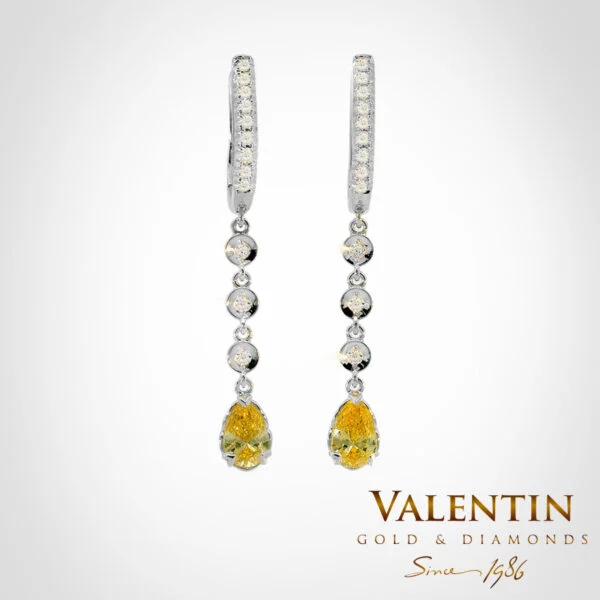 Pear with Diamonds FVY Gold Earrings 7630-2 – white gold